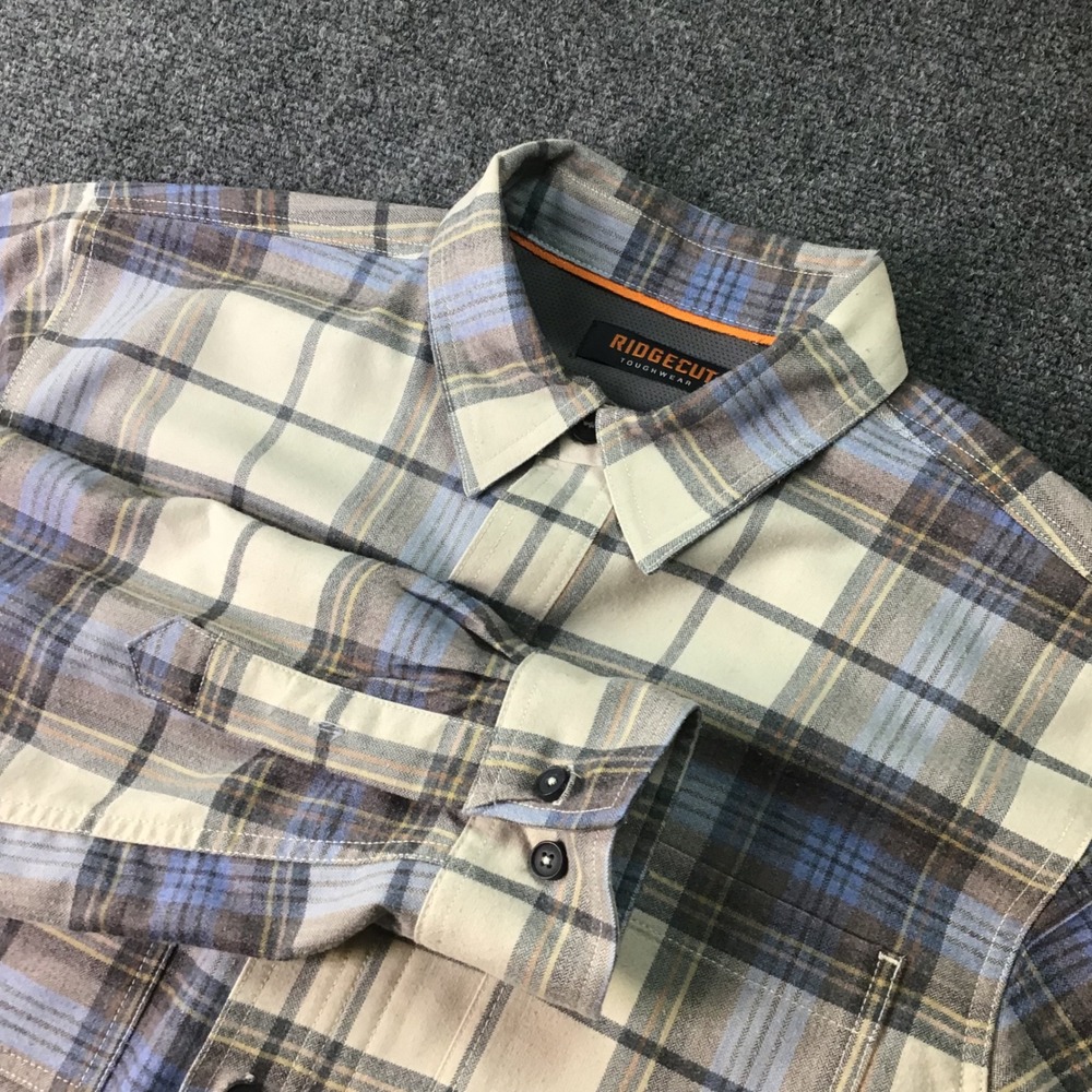 Ridgecut Mens Flannel Shirt L Plaid Button Up Long Sleeve Workwear